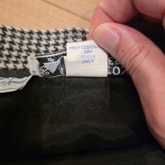 VTG Evan-Picone Saks Fifth Avenue Houndstooth Wool Pencil Skirt Black White 8P - Picture 5 of 11